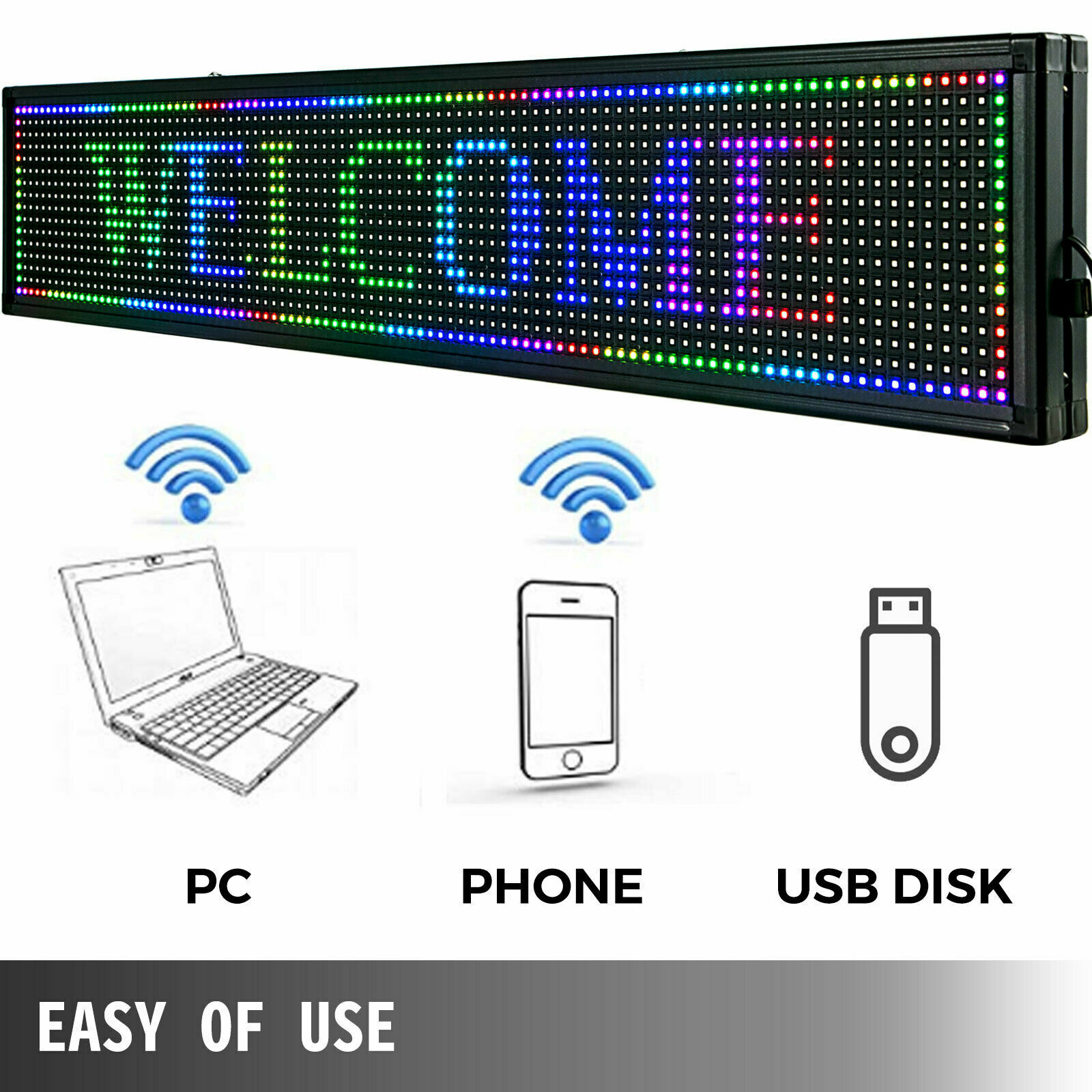 40″ x 8″ Programmable LED Scrolling Sign with Seven Colors for Advertising US~