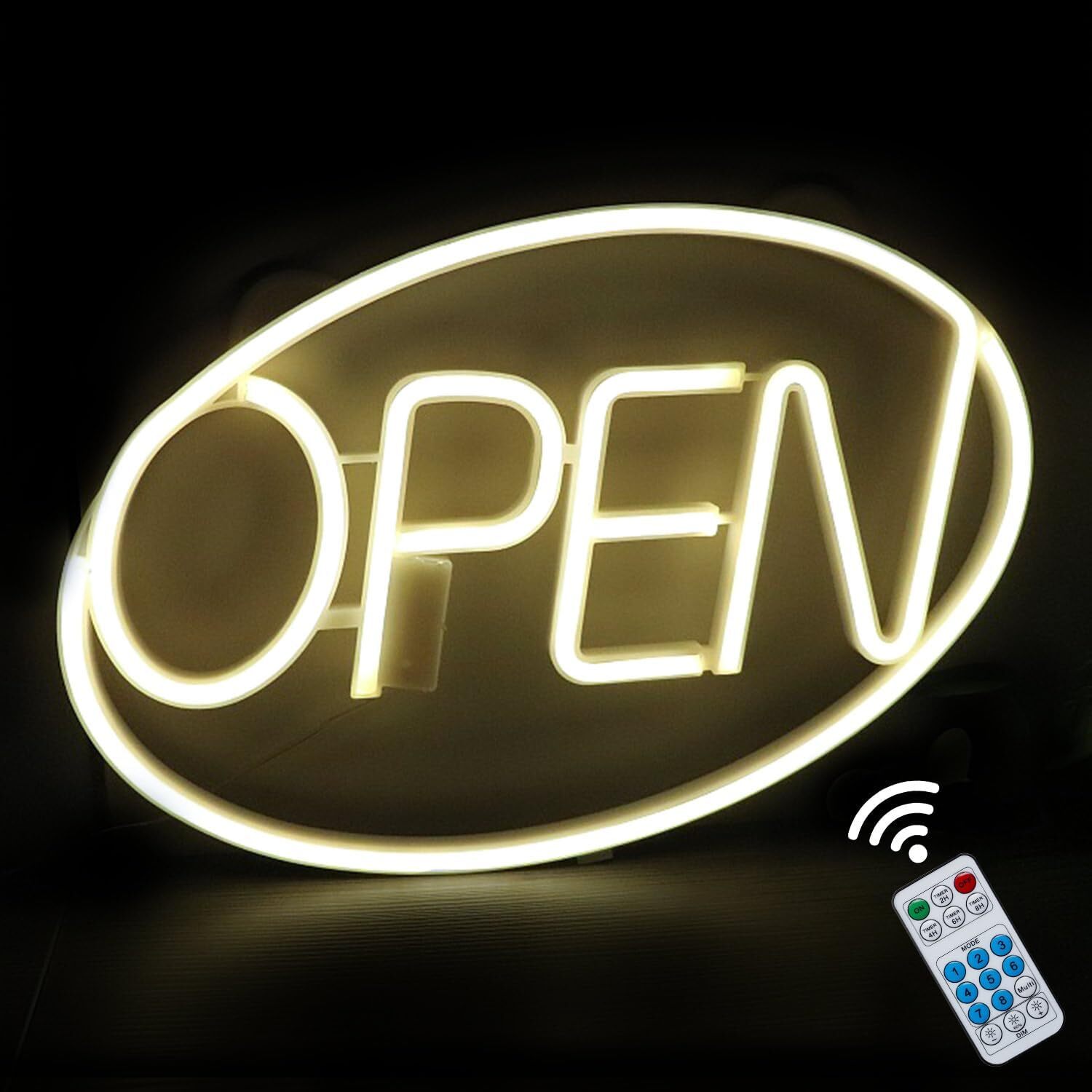 16 X 10 Inch LED Neon Light up Open Sign with Remote Timer, Large Outdoor USB Po