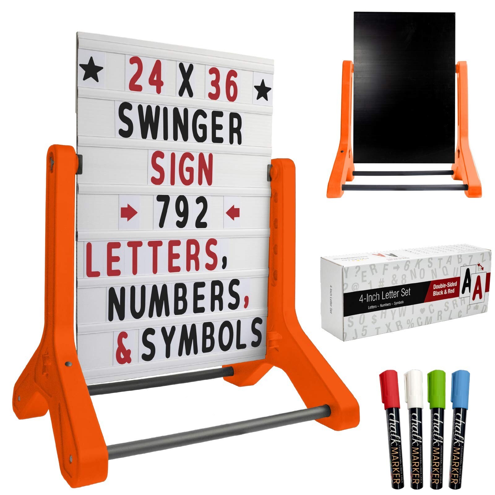 EXCELLO GLOBAL PRODUCTS Swinging Changeable Message Sidewalk Sign: 24″ x 36″ …