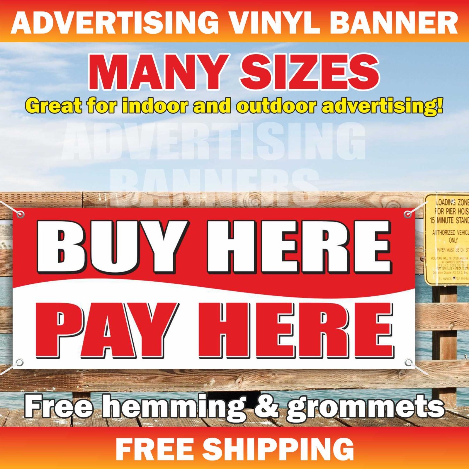 BUY HERE PAY HERE Advertising Banner Vinyl Sign Pawn Shop Finance Cash Credit