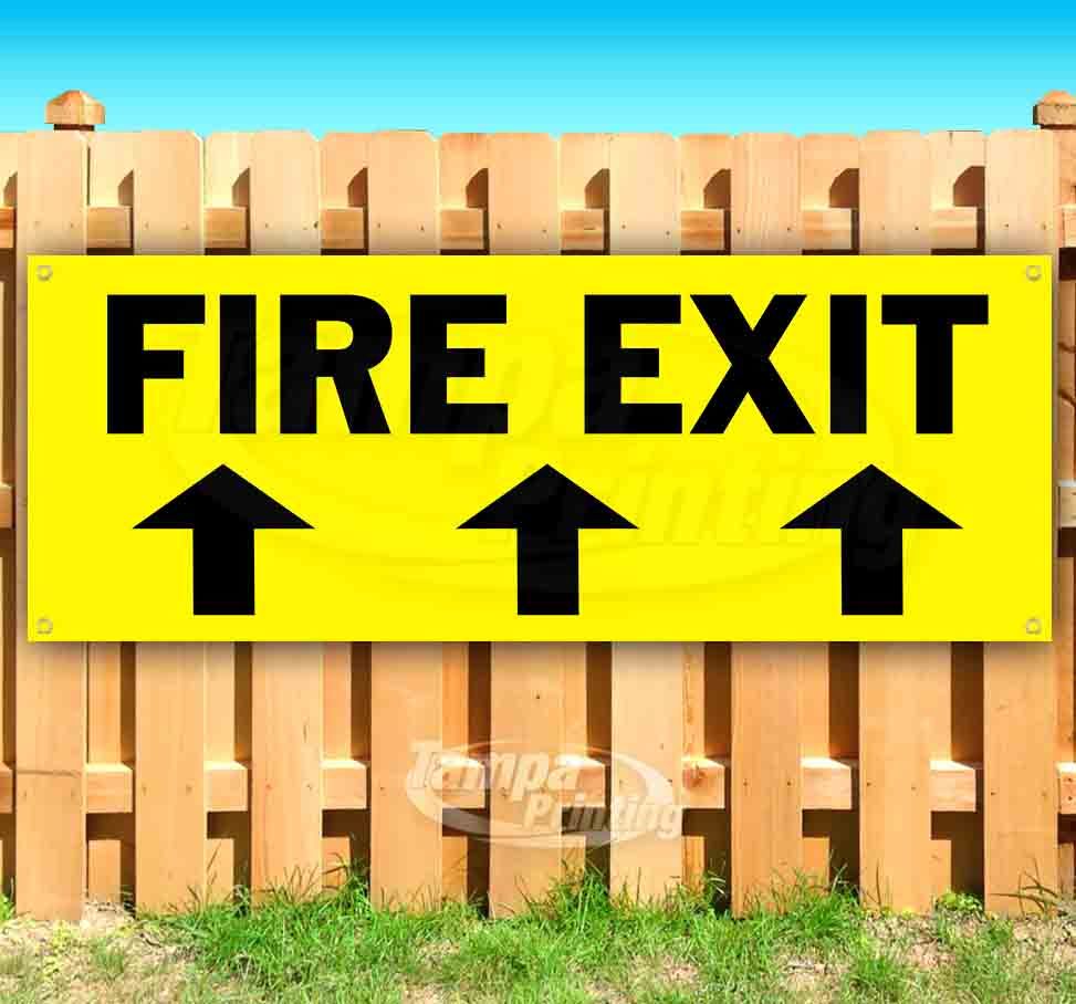 FIRE EXIT Advertising Vinyl Banner Flag Sign Many Sizes ARROW
