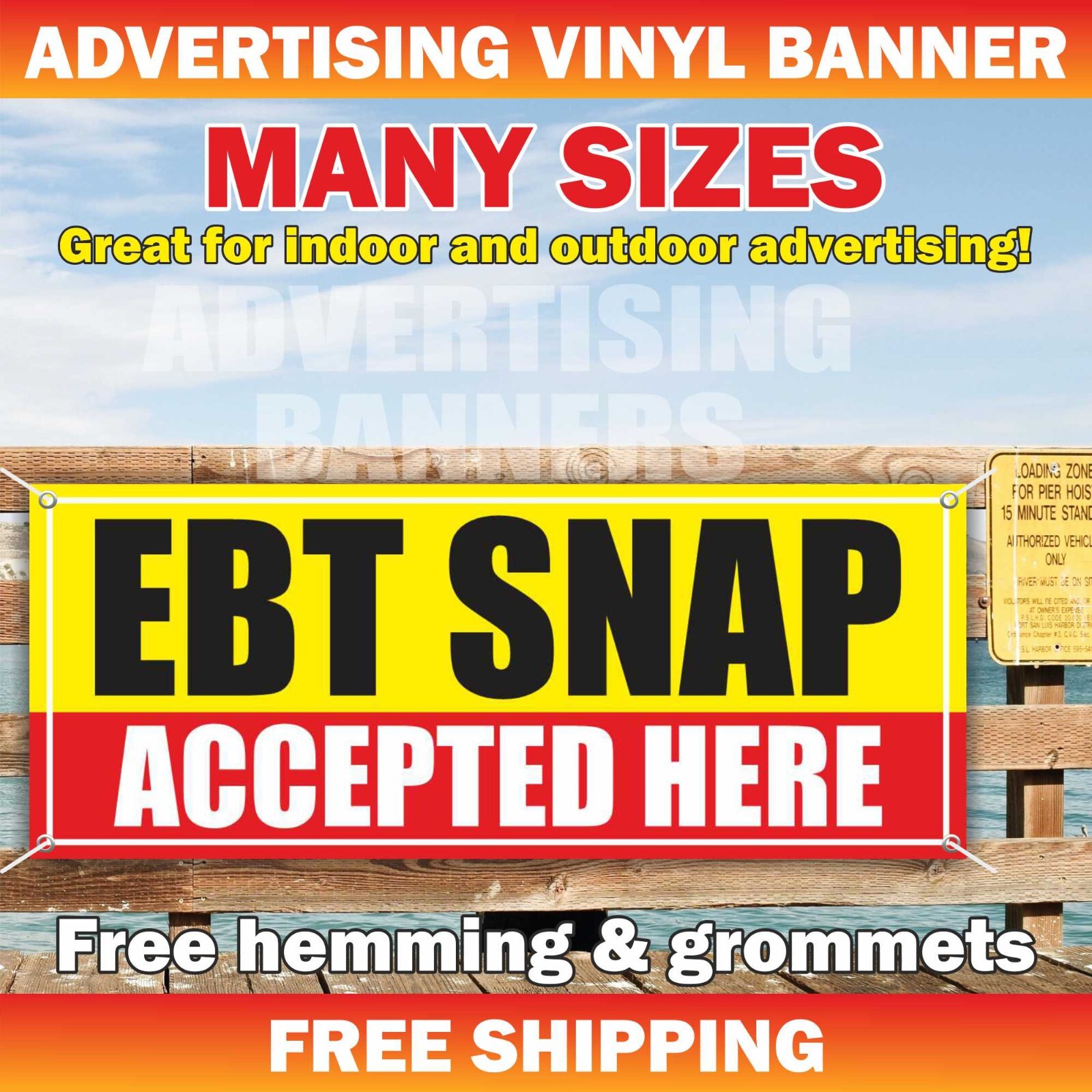 EBT SNAP ACCEPTED HERE Advertising Banner Vinyl Sign cards food stamps retail