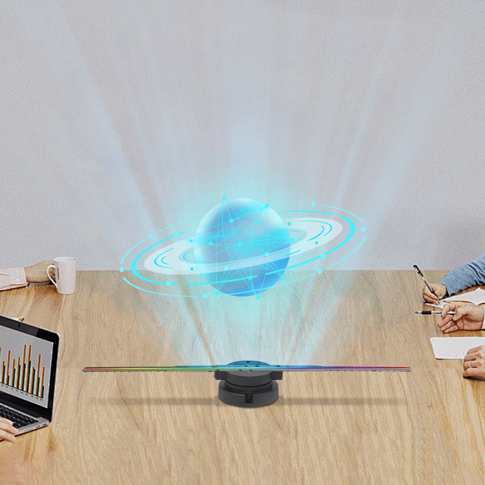 3D Holographic Projector 244-LED Hologram Fan Advertising Player Kit w/Control