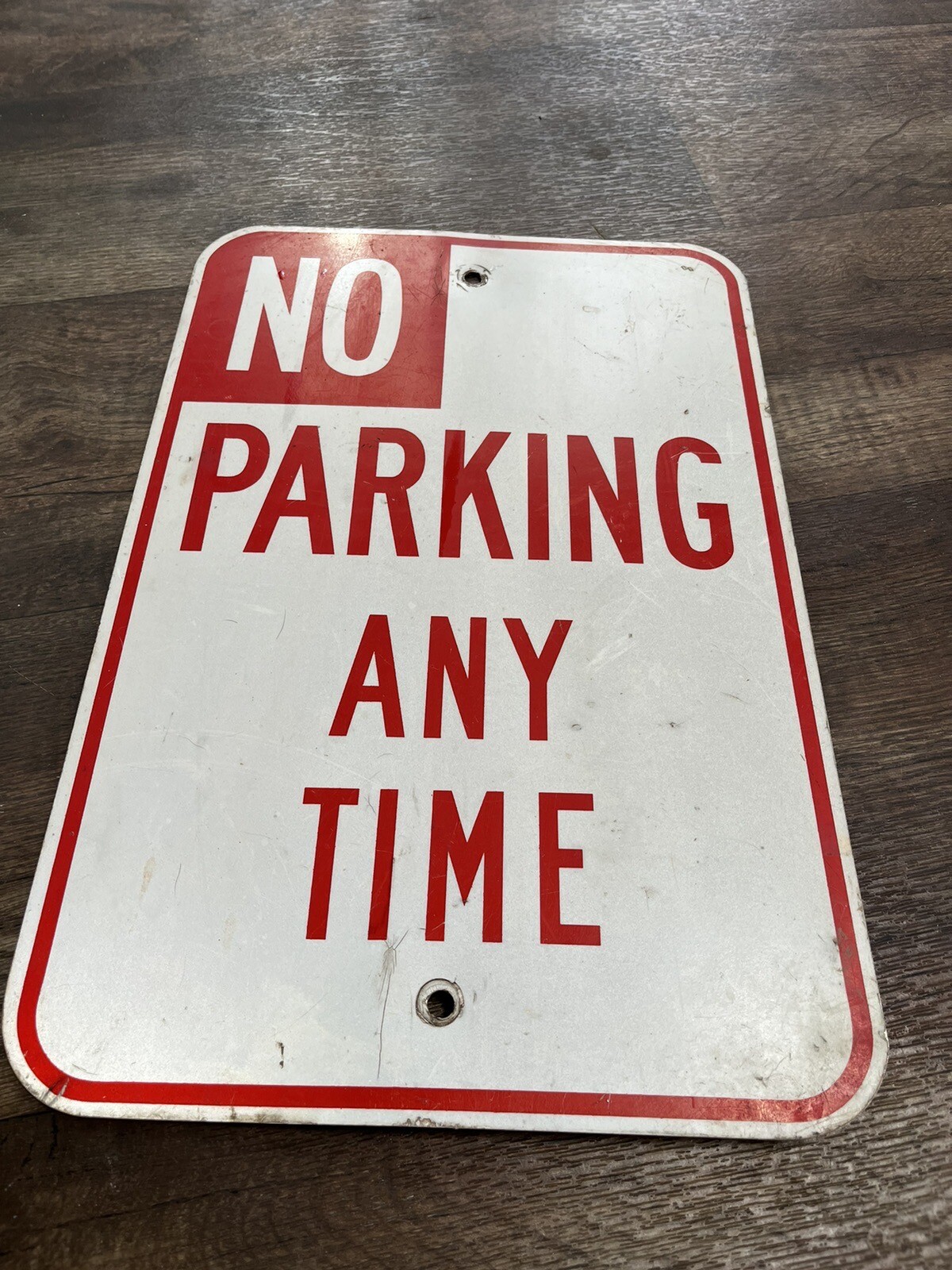 “NO PARKING ANY TIME” Sign Authentic Retired 12″ X 18″ Reflective Man Cave Bar
