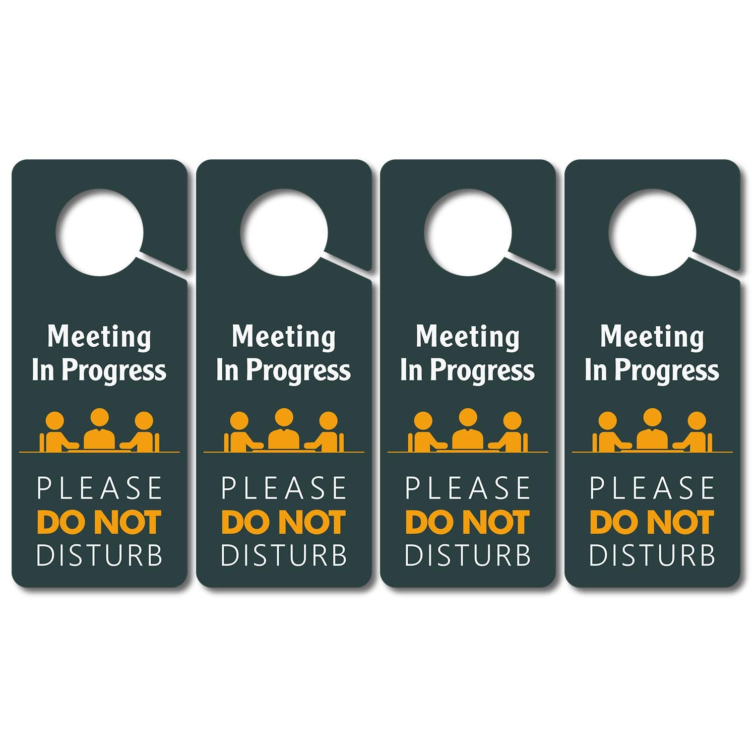 4 PCS Meeting In Progress Do Not Disturb Door Hanger Sign 3.5×8.7 Inch PVC