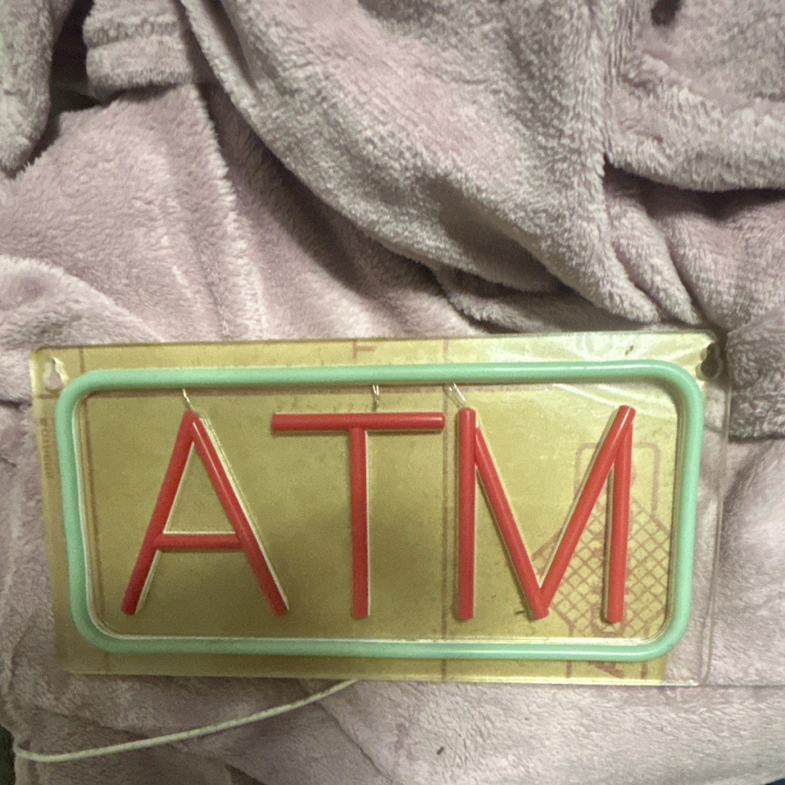 LED Illuminated ATM Sign Plastic Wall Plug Inline On/Off Switch Red/White