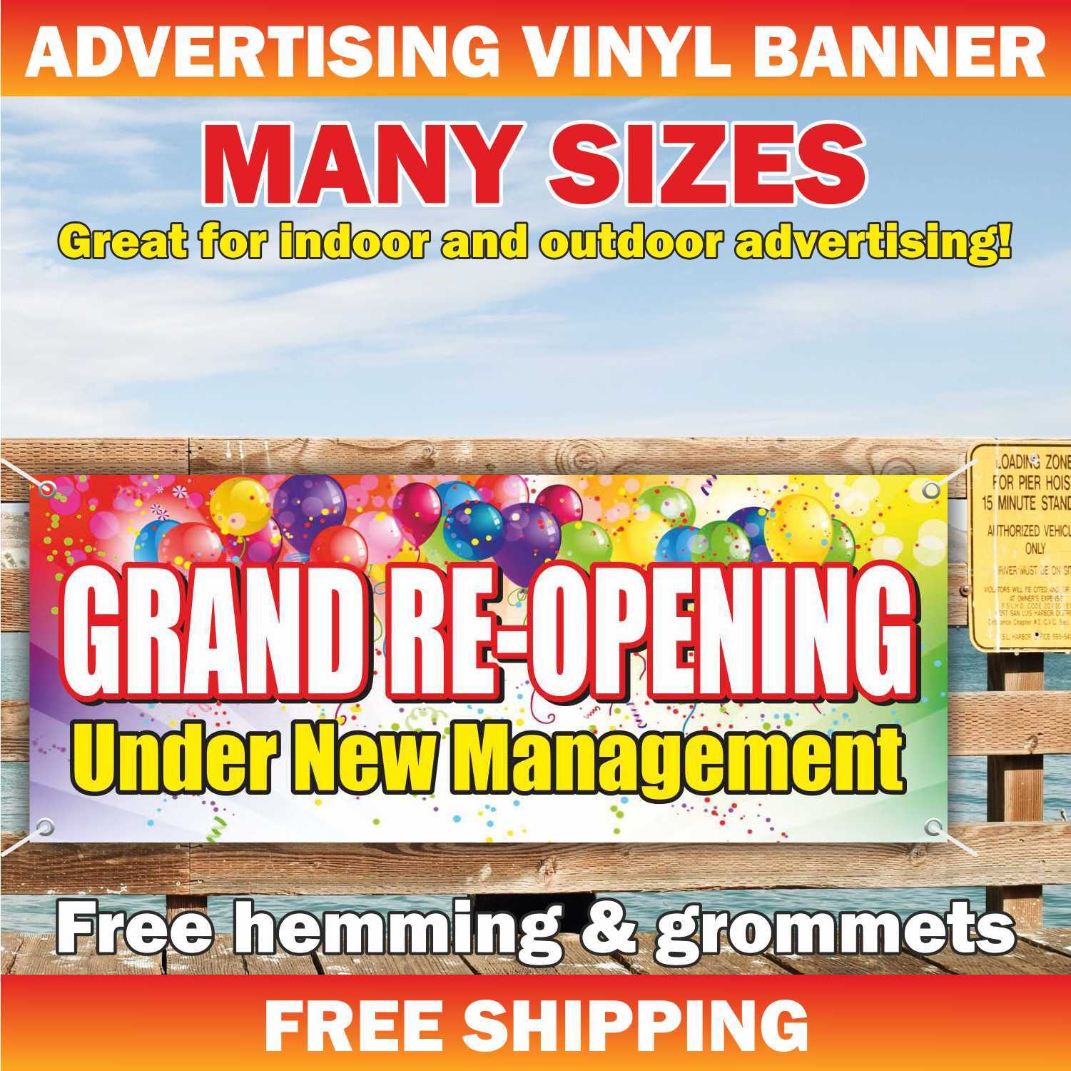 GRAND RE-OPENING Under New Management Advertising Banner Vinyl Mesh Sign hiring