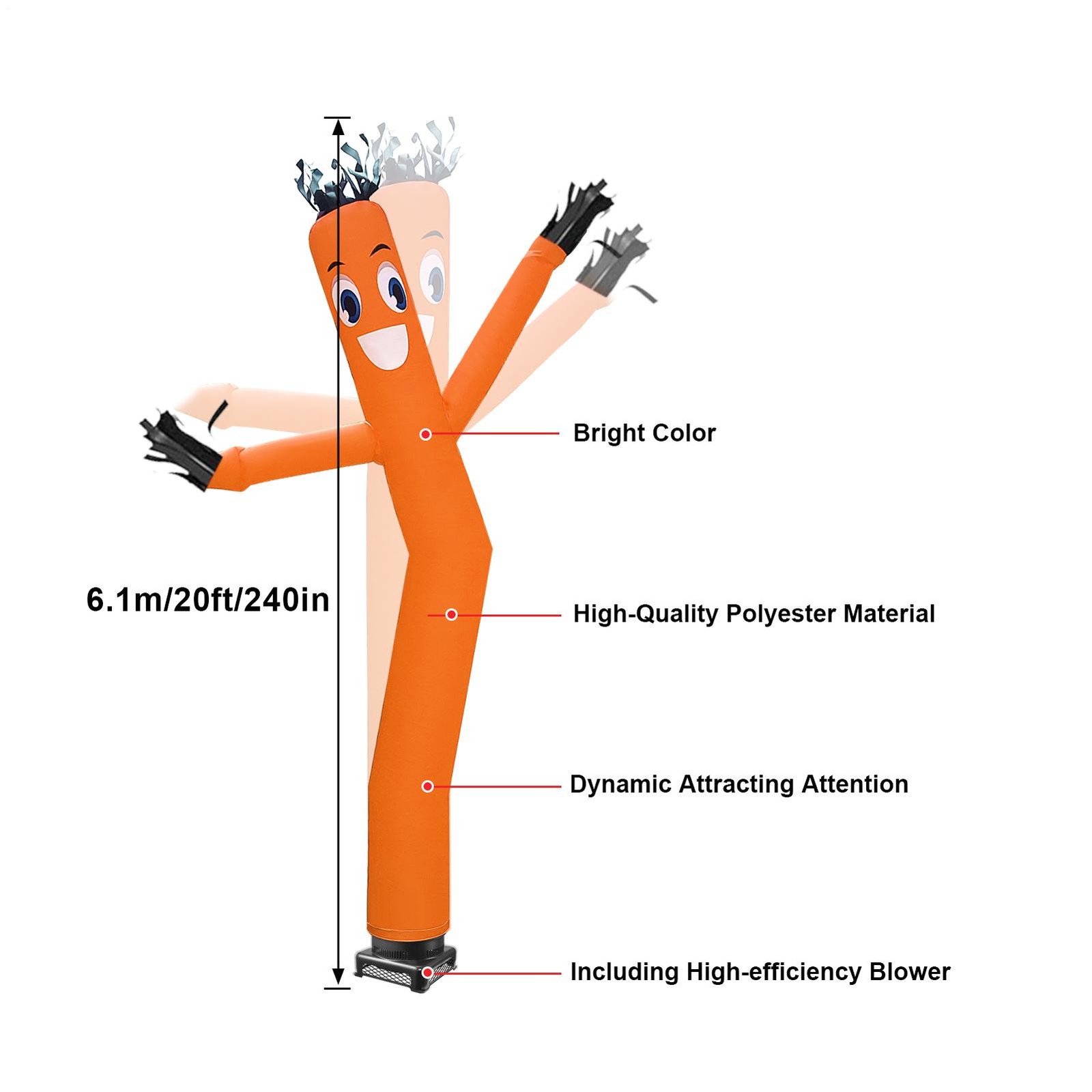 20Ft Air Inflatable Wacky Dancing Wind Dancer Sky Puppet With 750W Blower 1Pack