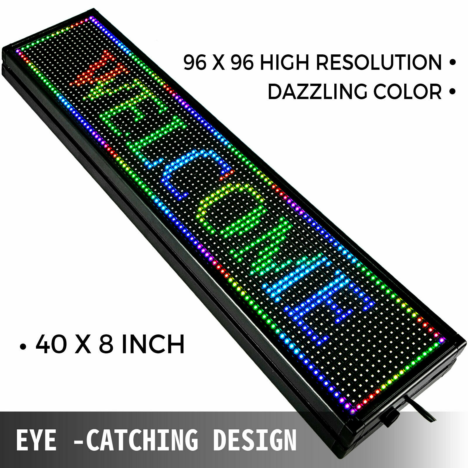 40″ x 8″ Programmable LED Scrolling Sign with Seven Colors for Advertising US~