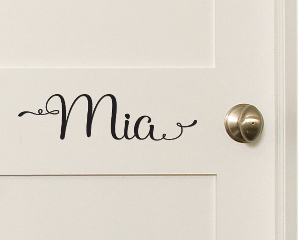Custom Fancy Script Cursive Name Door Personalised Wall Sticker Nursery Decal