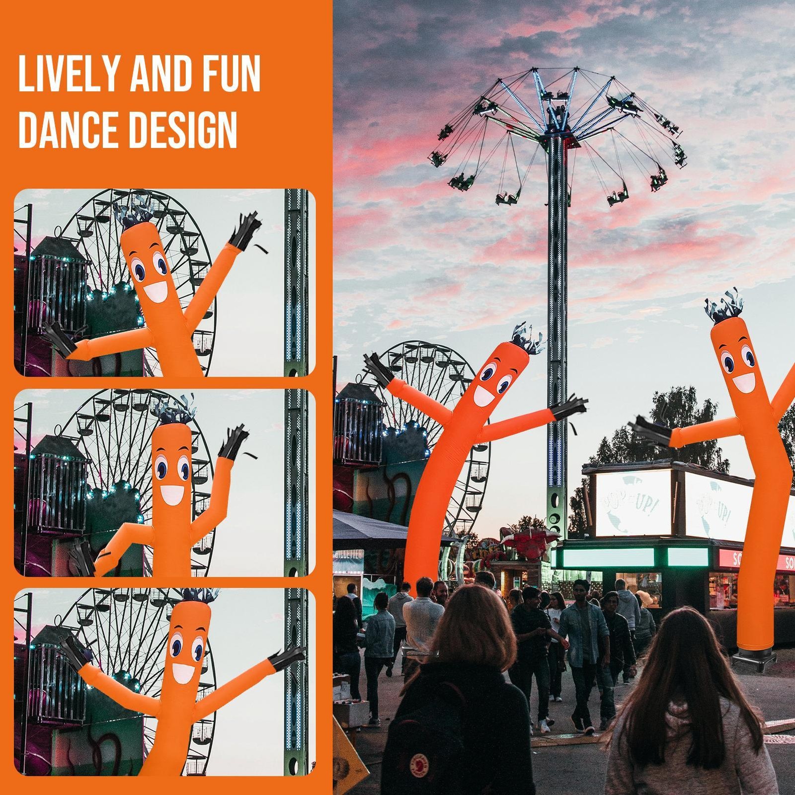 20Ft Air Inflatable Wacky Dancing Wind Dancer Sky Puppet With 750W Blower 1Pack