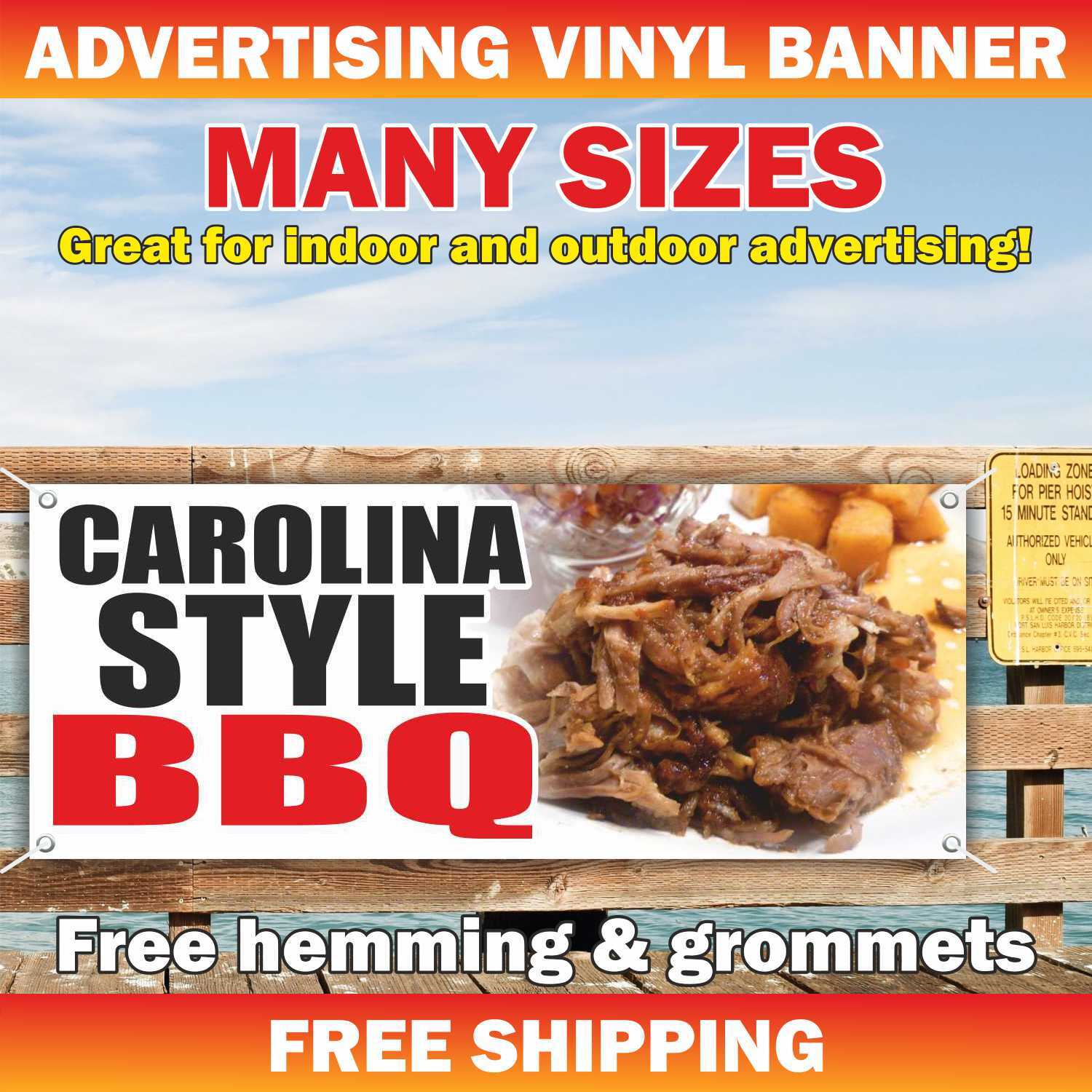 CAROLINA STYLE BBQ Advertising Banner Vinyl Mesh Sign meat beef bar steak tasty