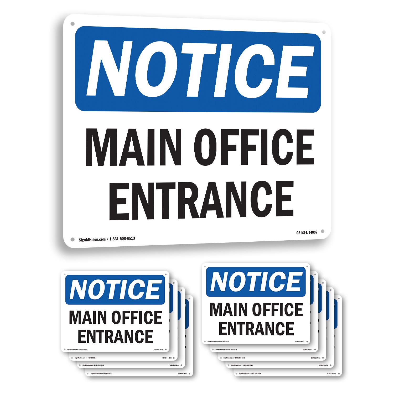 Main Office Entrance OSHA Notice Sign Metal, Plastic, Or Decal – 5 or 10 Pack