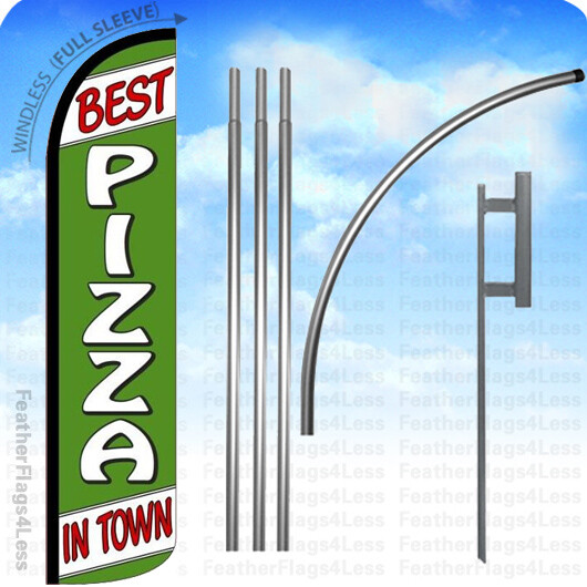 BEST PIZZA IN TOWN – Windless Swooper Feather Flag 15′ KIT Banner Sign – gz