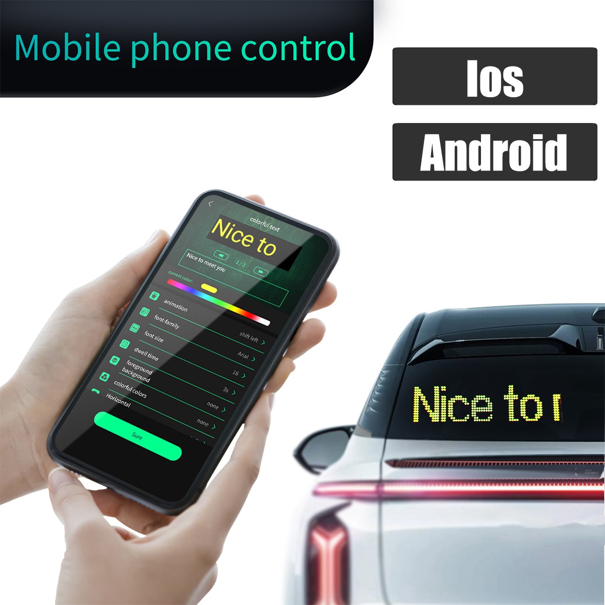LED Programmable Window Display Light Screen Signal Car APP Remote Control New