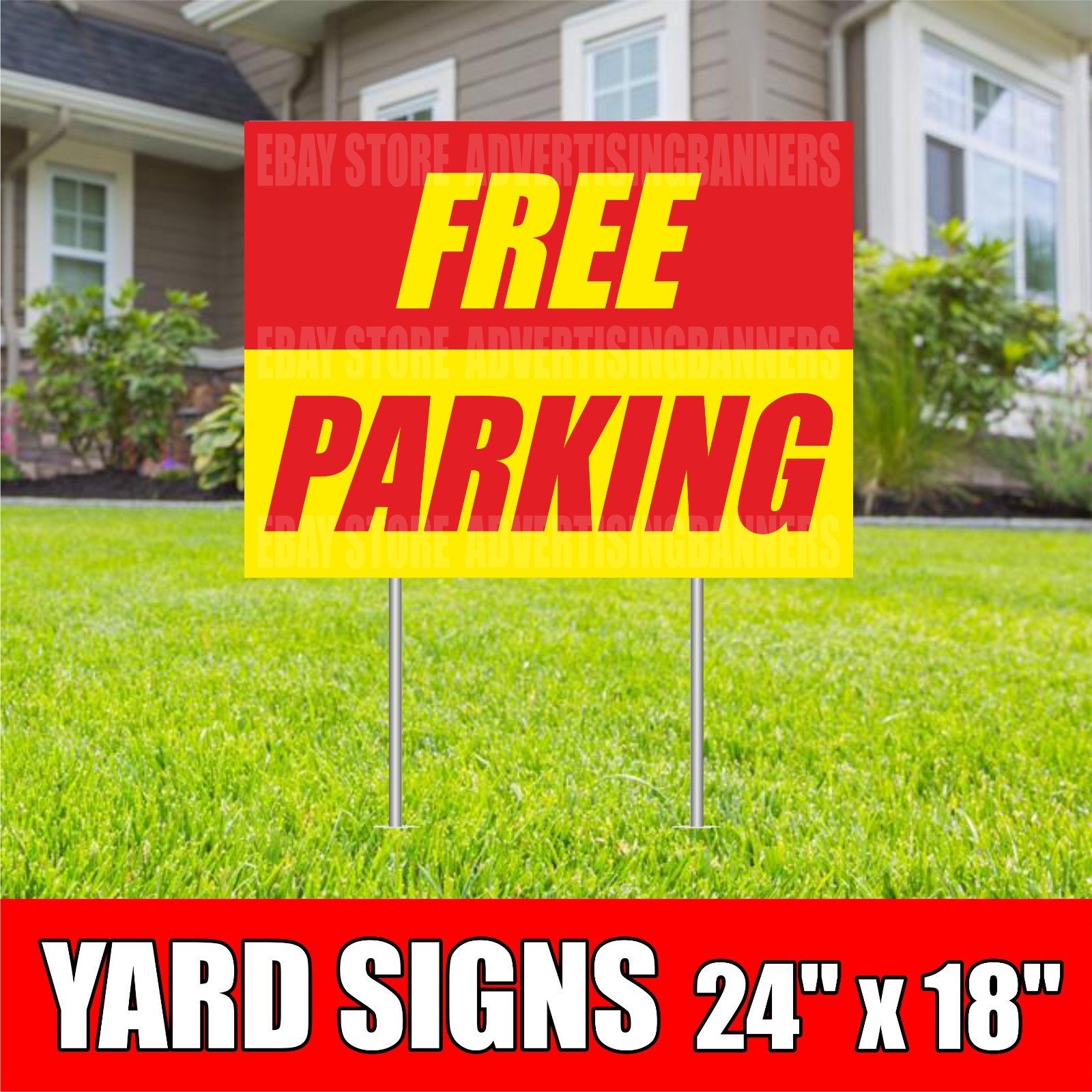 FREE PARKING Yard Sign with H-Stakes RV PARK Driver Bike Motorcycle Auto