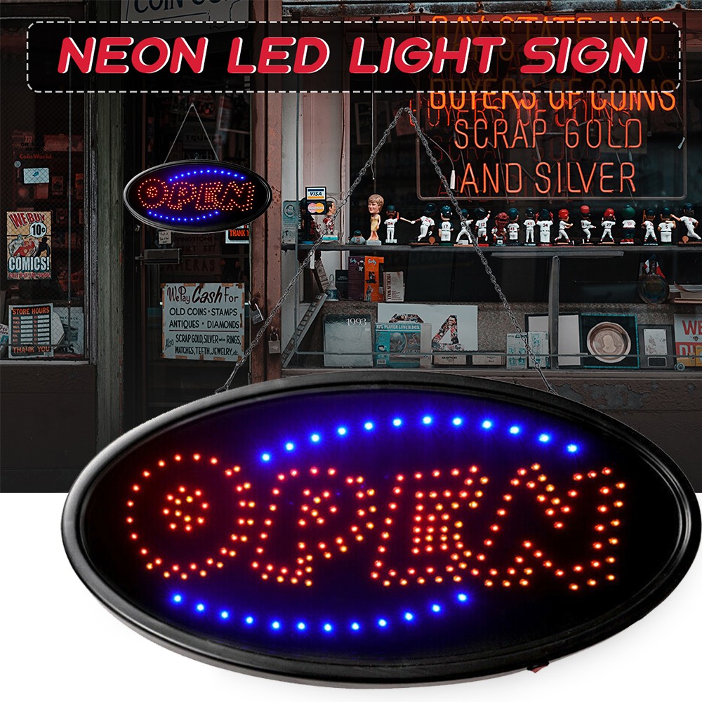 LED Open Sign Neon Light Ultra Bright Animated Motion Restaurant Bar Business