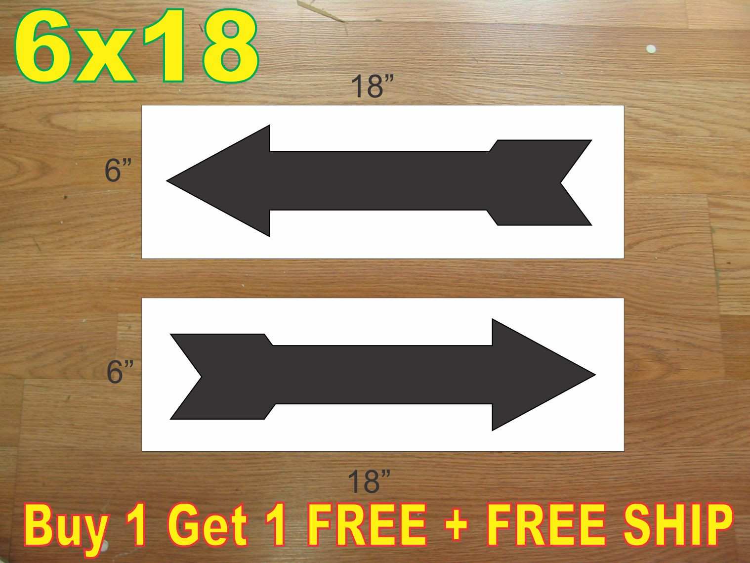 6″x18″ ARROW Black REAL ESTATE RIDER SIGNS Buy 1 Get 1 FREE 2 Sided