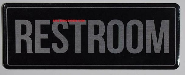 Restroom Left Arrow Sign (Black,Double Sided Tape, USE 3X8-Rust Free)-REF24-1027