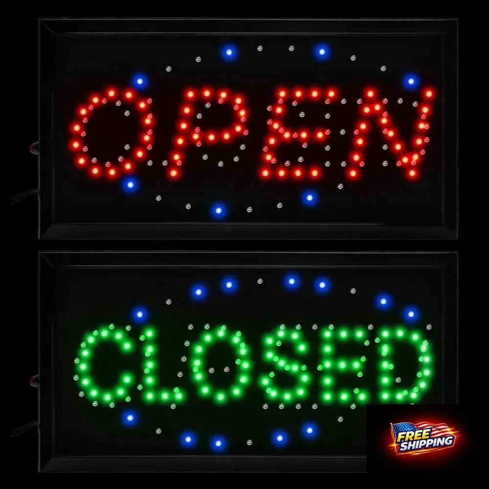 Boshen Led Open Signs Decor for Business Mart Shop Store Bar Cafe Barber ATM Now