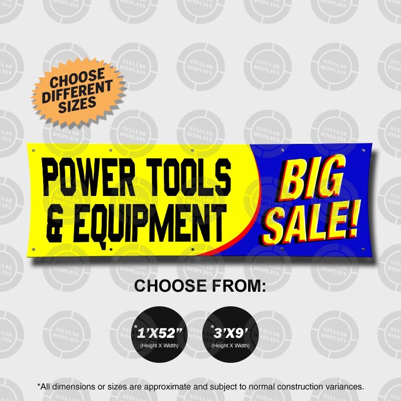 POWER TOOLS EQUIPMENT BIG SALE Banner Sign Open Display Wall Drills Clearance