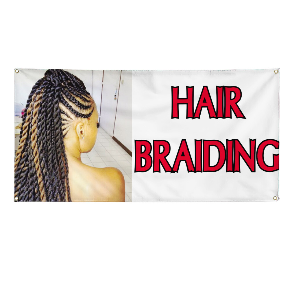 Vinyl Banner Multiple Sizes Hair Braiding Outdoor Advertising Printing Business