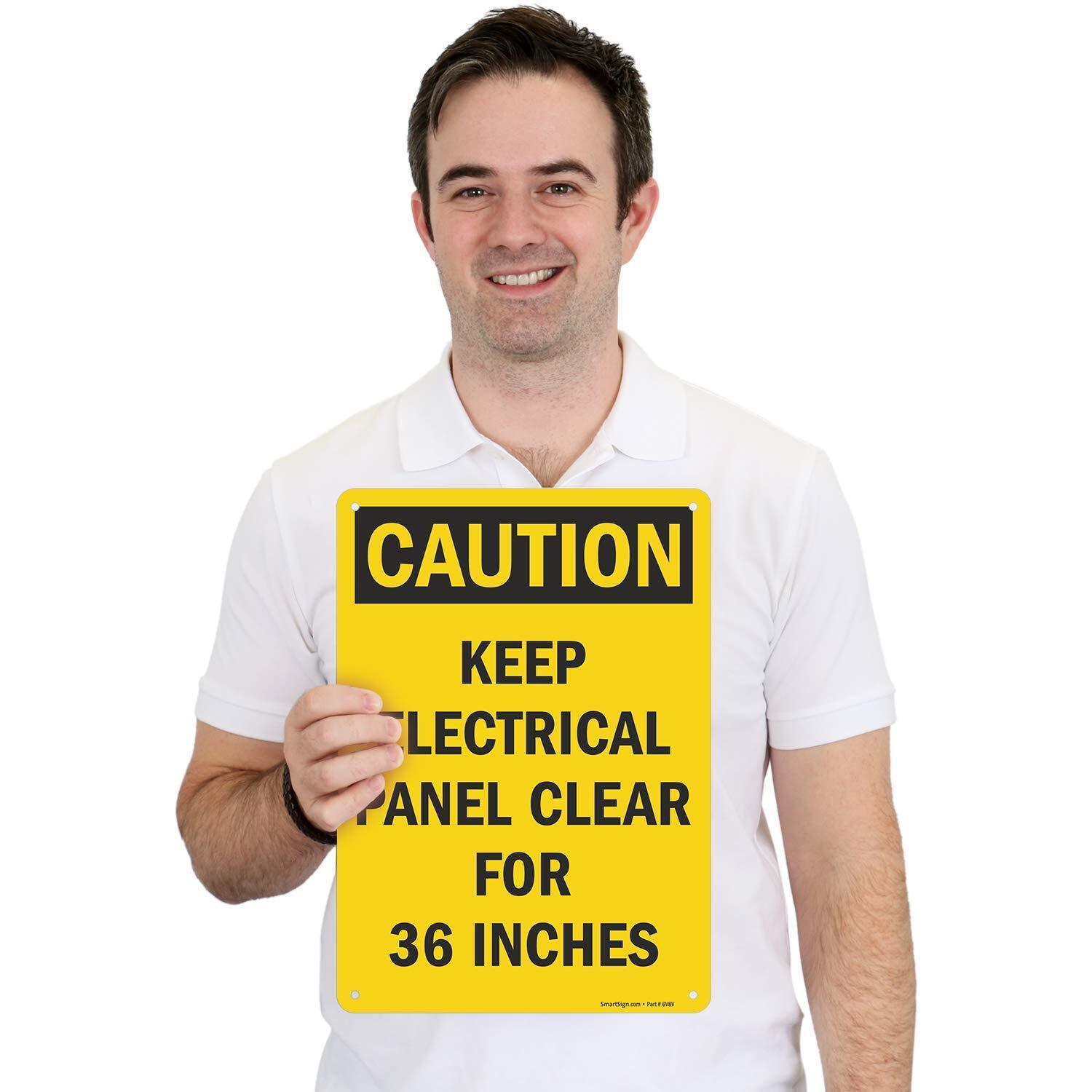 10×14 inch Caution Keep Electric Panel Clear for 36 Inches Plastic Sign