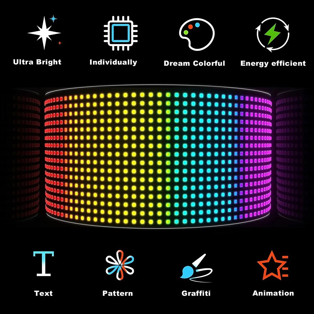 Flexible LED Matrix Panel DIY Programmable Scrolling LED Sign For Car Party