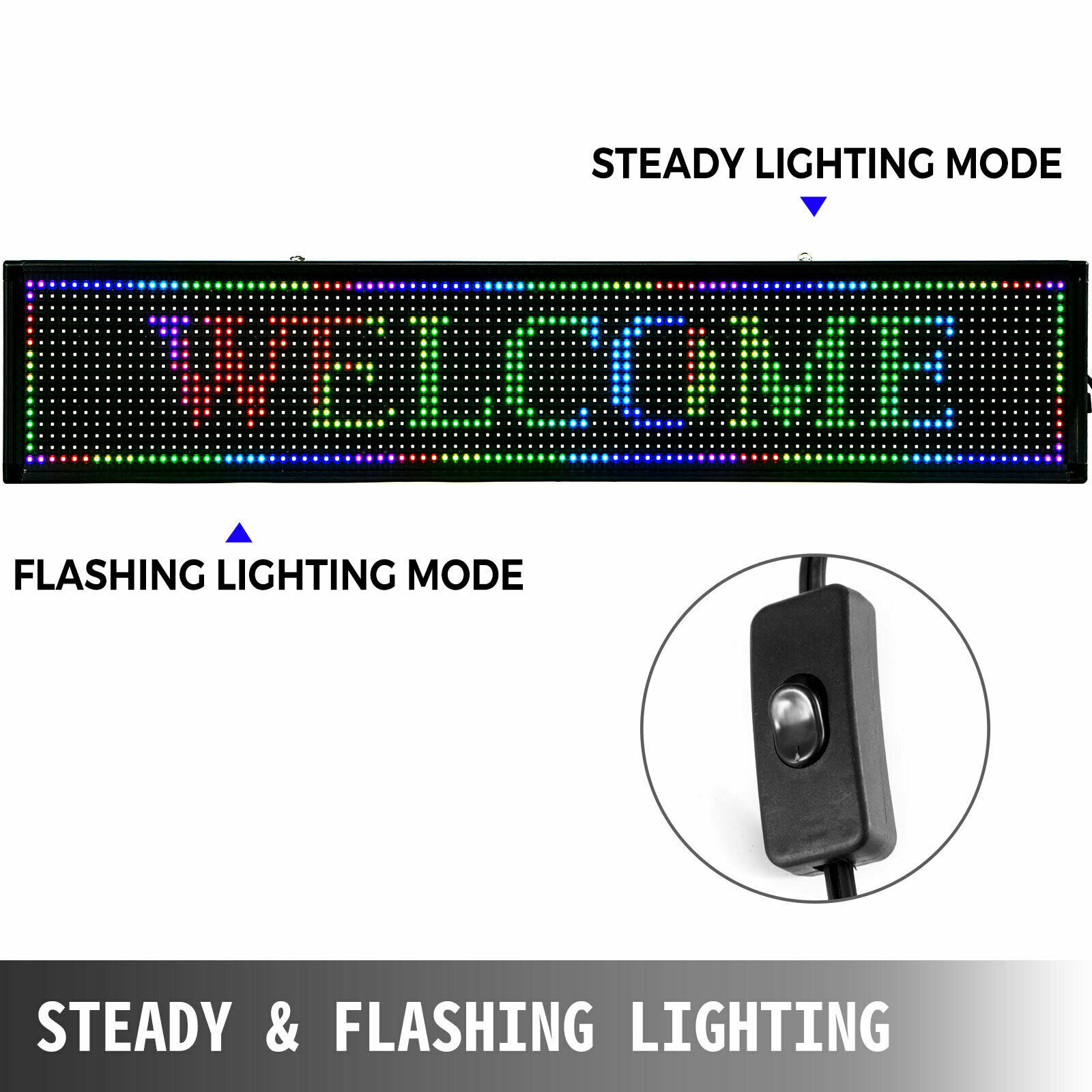 40″ x 8″ Programmable LED Scrolling Sign with Seven Colors for Advertising US~
