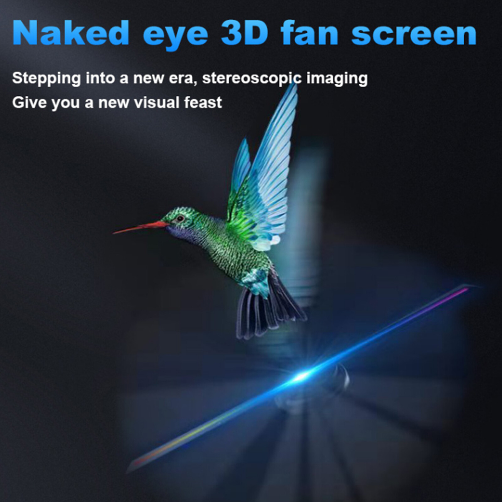3D Holographic Fan Hologram Fan Projector 1080P LED Light RGB Sign Bar +Control