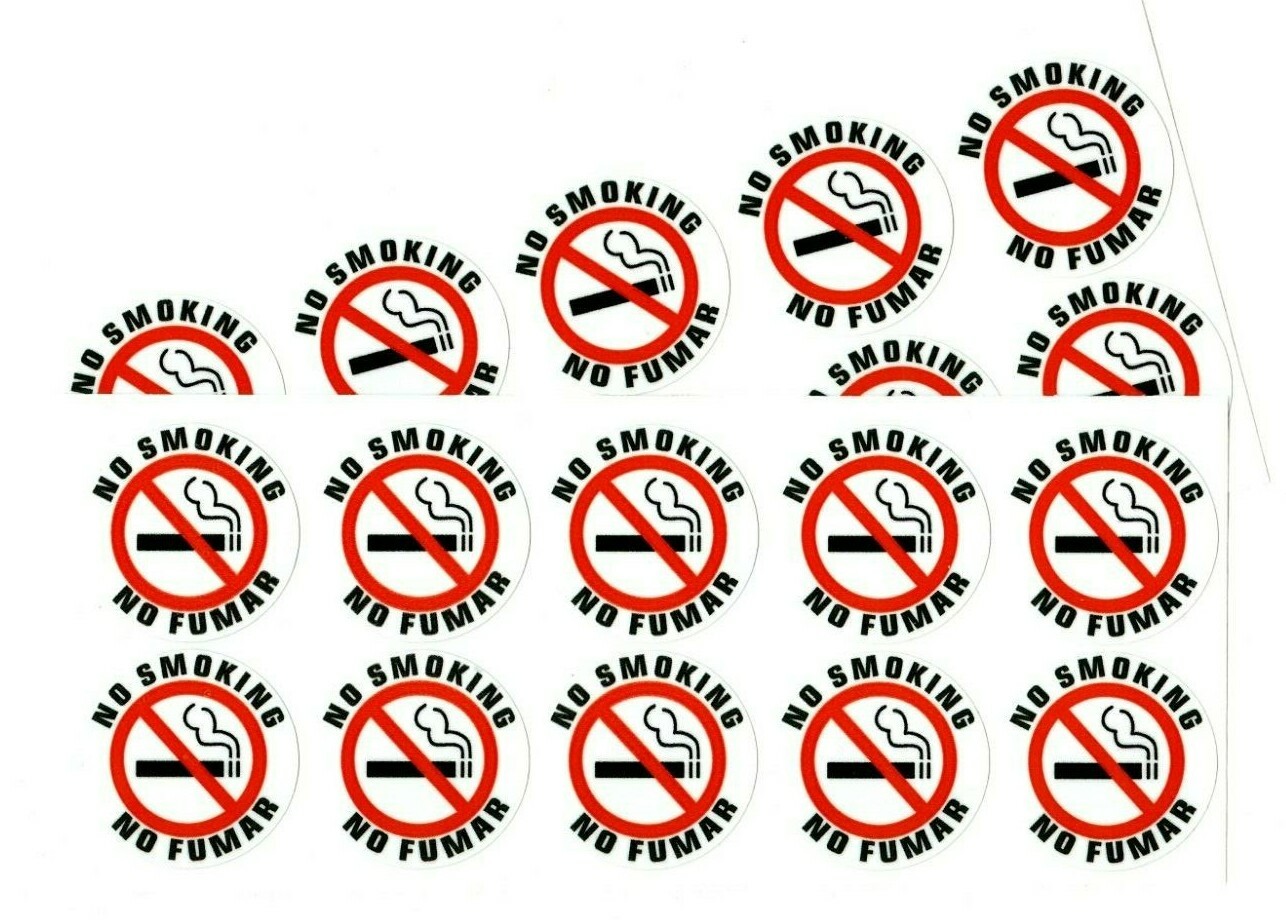 NO SMOKING NO FUMAR stickers | white | outdoor durable | decals