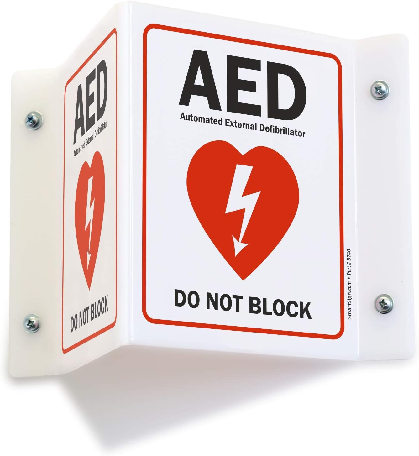 “AED Automated External Defibrillator, Do Not Block” Projecting Sign | 5″ X 6″ A