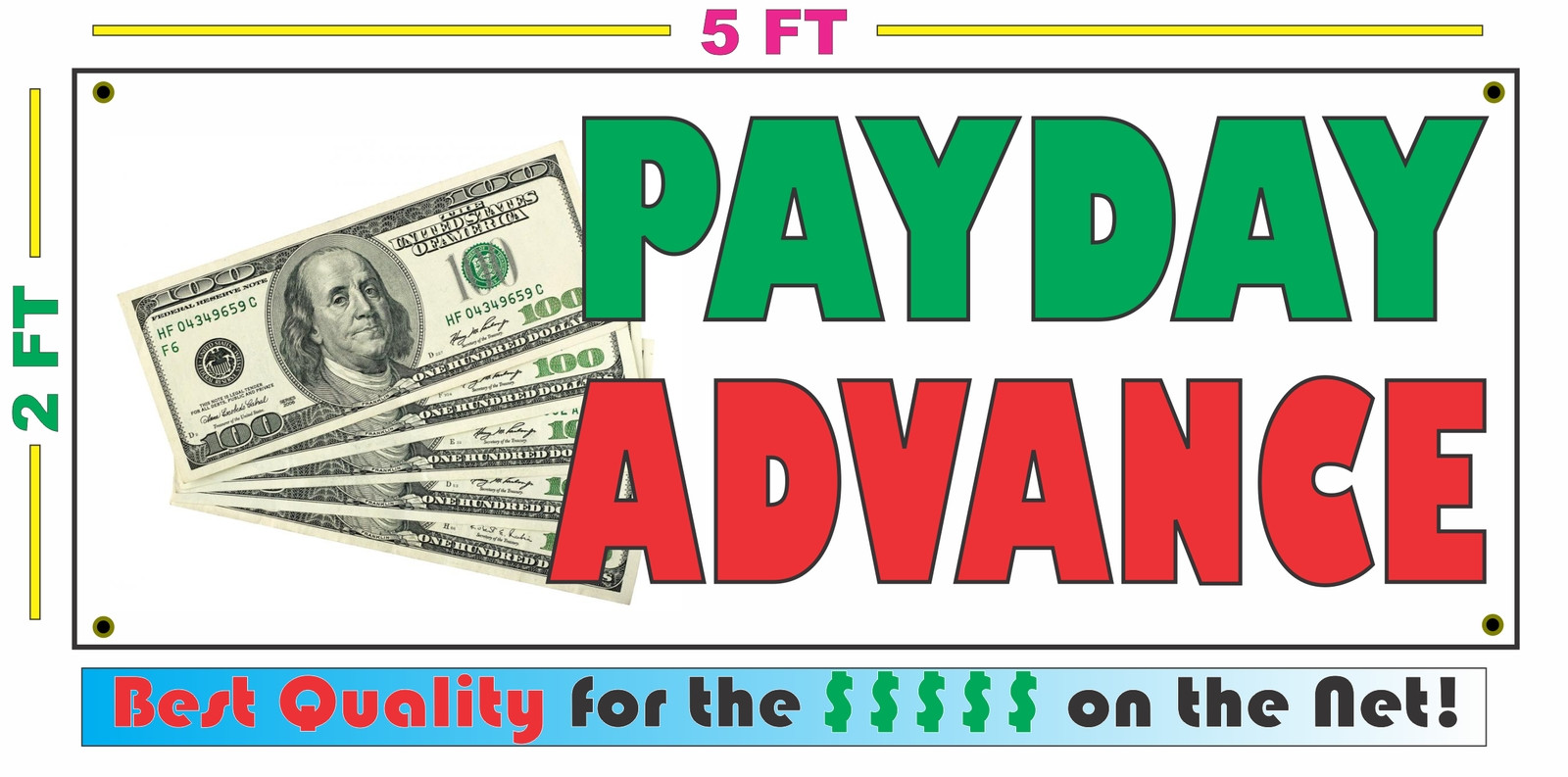Full Color PAYDAY ADVANCE Banner Sign NEW LARGER SIZE Best Quality for the $$$