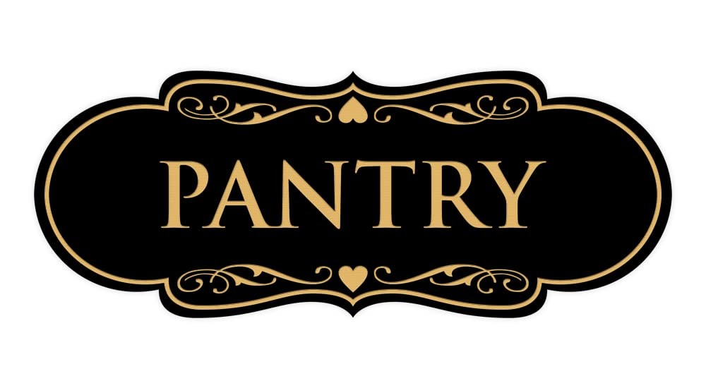Designer Pantry Sign Black Gold Medium Wall Door Kitchen Decor Notice Plaque