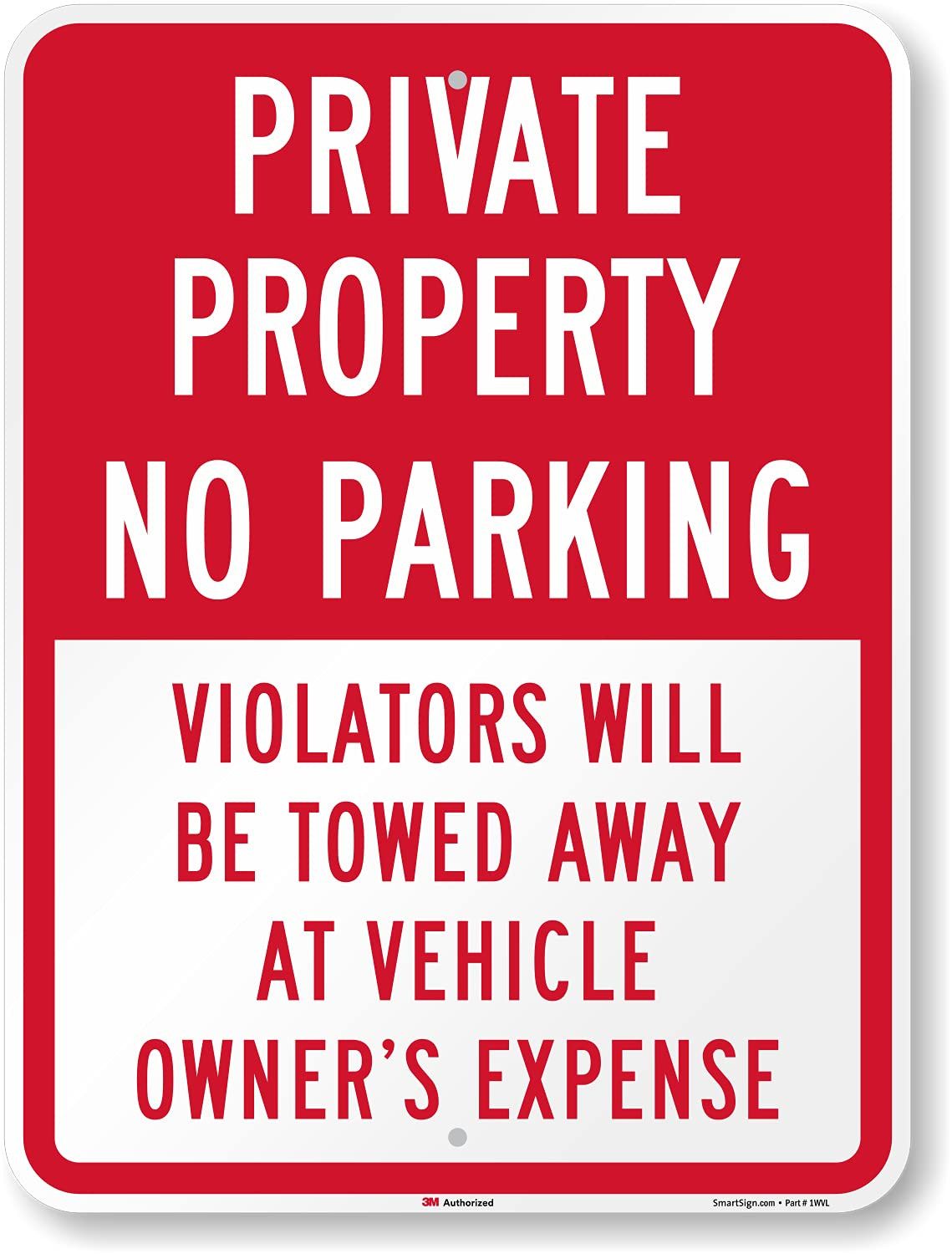 Private Property No Parking Sign – Reflective Aluminum 24×18 Inch