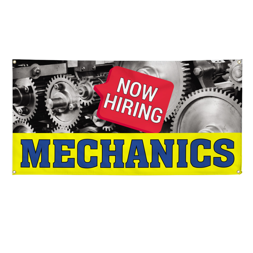 Vinyl Banner Multiple Sizes Now Hiring Mechanics Advertising Printing Business