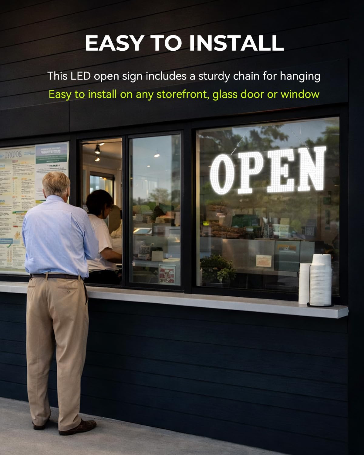 Extra Bright 40″x14″ LED Open Sign for High Visibility Retail & Business