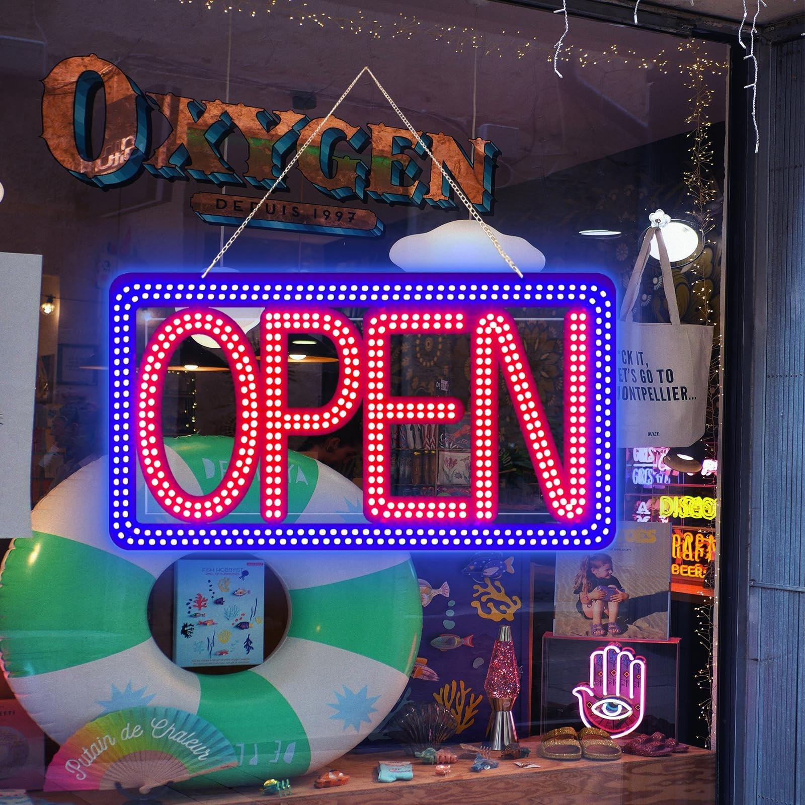 16.5″x9″ Horizontal LED Open Sign for Business – Ultra Bright & Dimmable Stor…