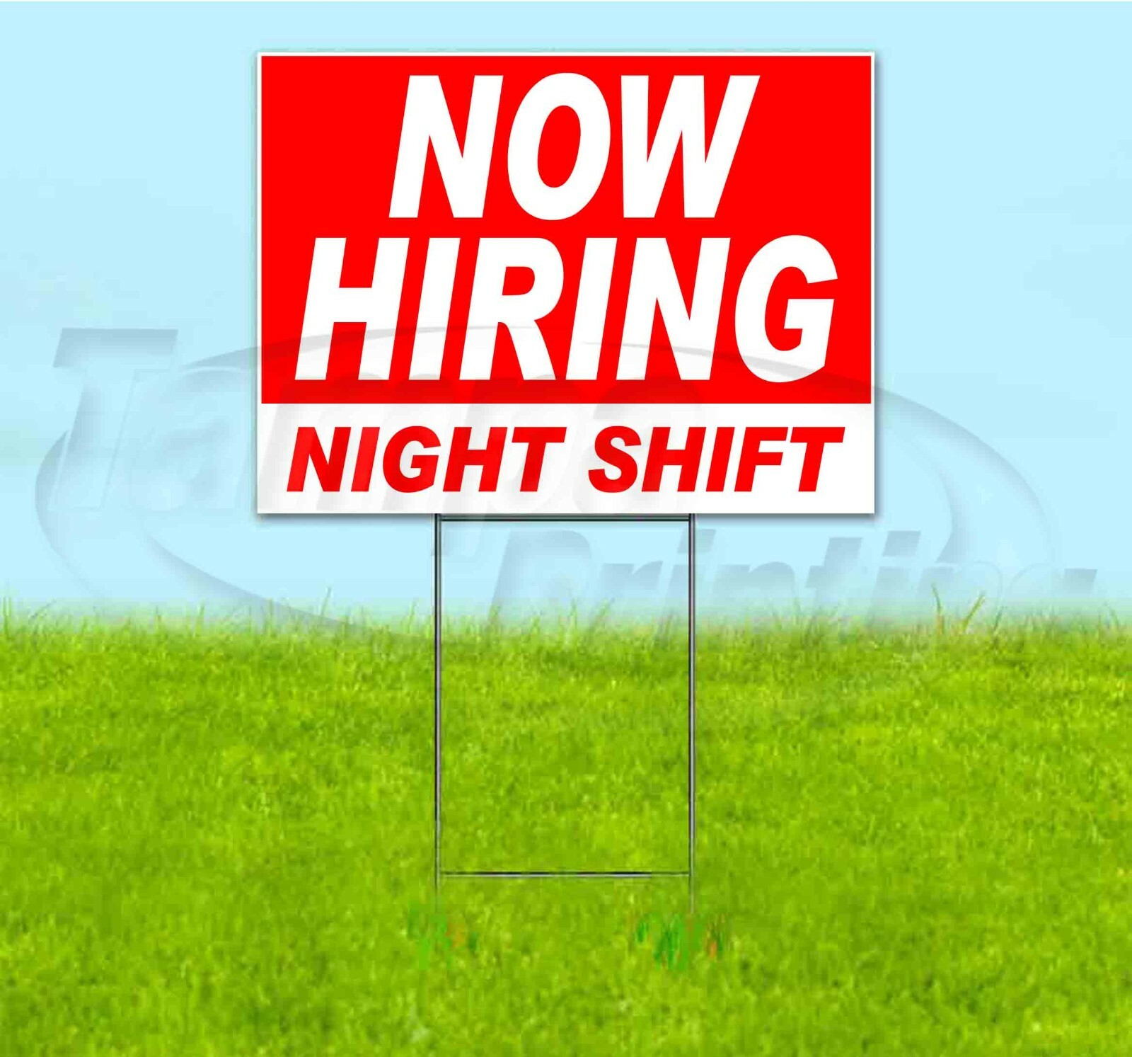 NOW HIRING NIGHT SHIFT 18×24 Yard Sign WITH STAKE Corrugated Bandit USA BUSINESS