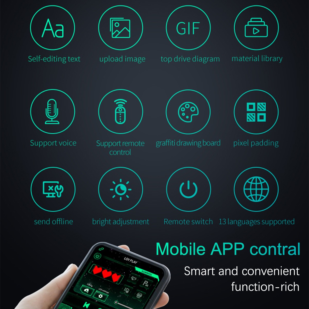 LED Programmable Window Display Light Screen Signal Car APP Remote Control New
