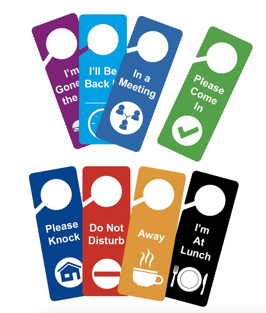 Door Hanger Tags Sign Office Work in a Meeting Double Side 3.5×9.5” 8 PCS