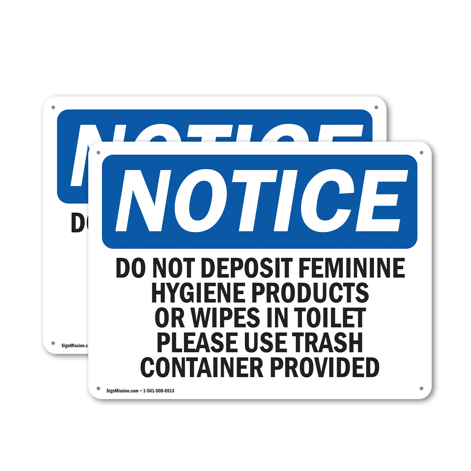 (2 Pack) Do Not Deposit Feminine Hygiene Products OSHA Notice Sign Decal Metal