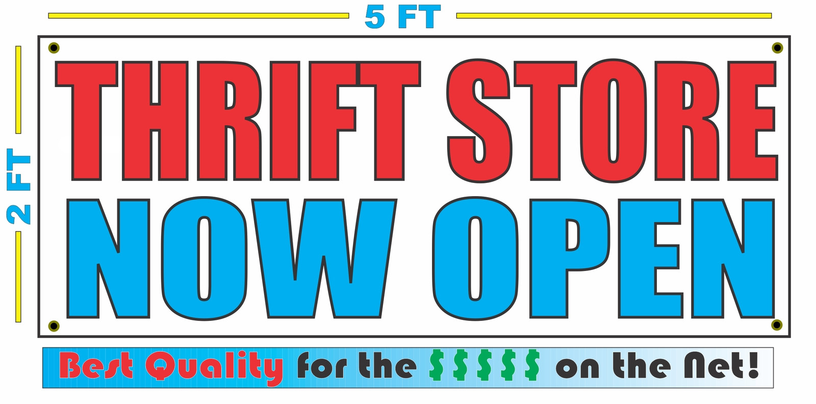 THRIFT STORE NOW OPEN Banner Sign NEW 2×5