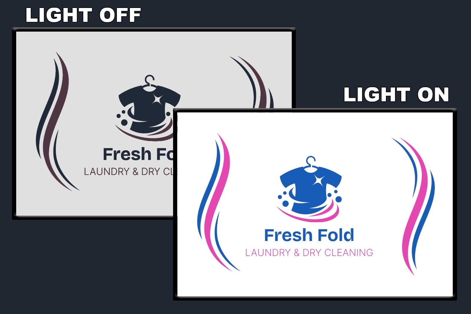 Custom LED Laundry Sign with Business Hours Personalized Light Box
